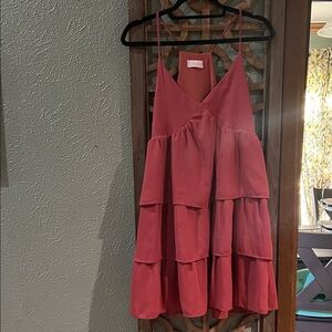 Pink lily Tiered Slip Dress in Dusty Rose